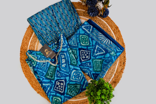 A graceful cotton kurti set in a blend of emerald and sage green