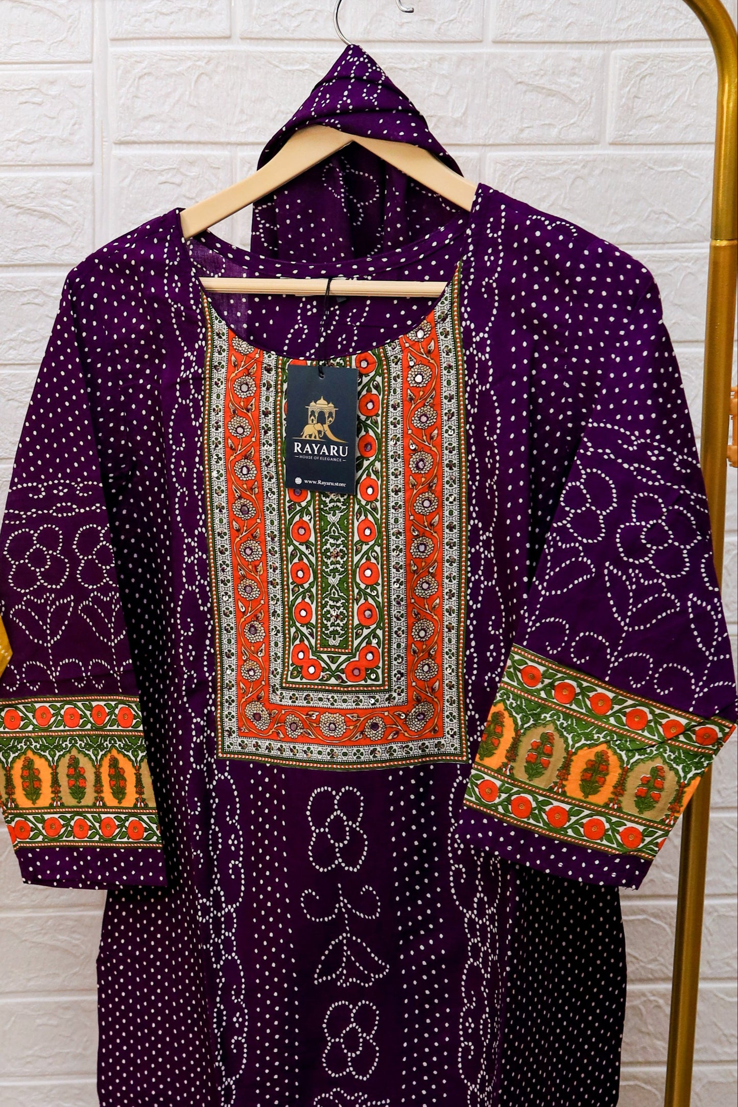 A stylish and breathable cotton purple kurti set