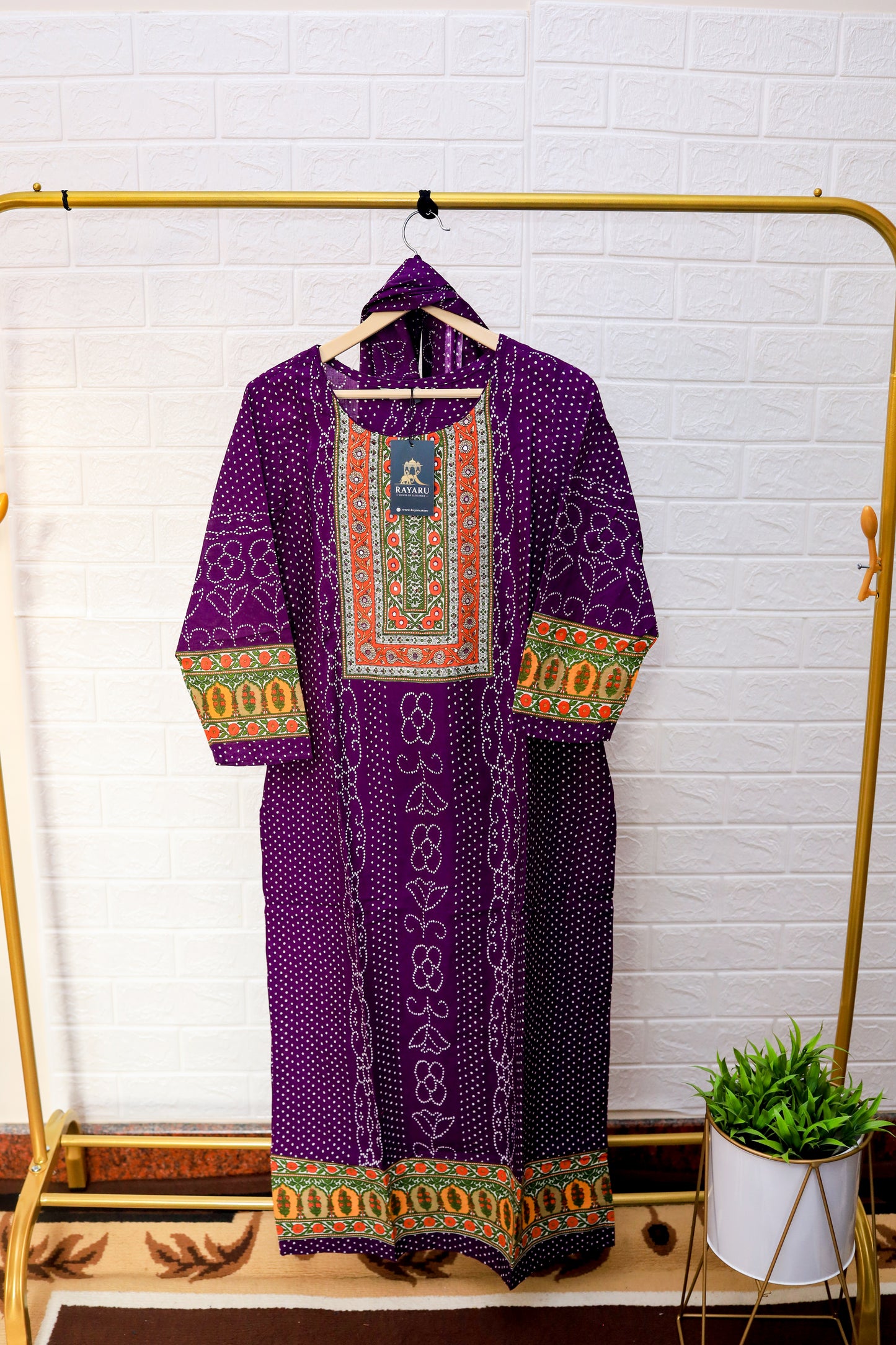 A stylish and breathable cotton purple kurti set