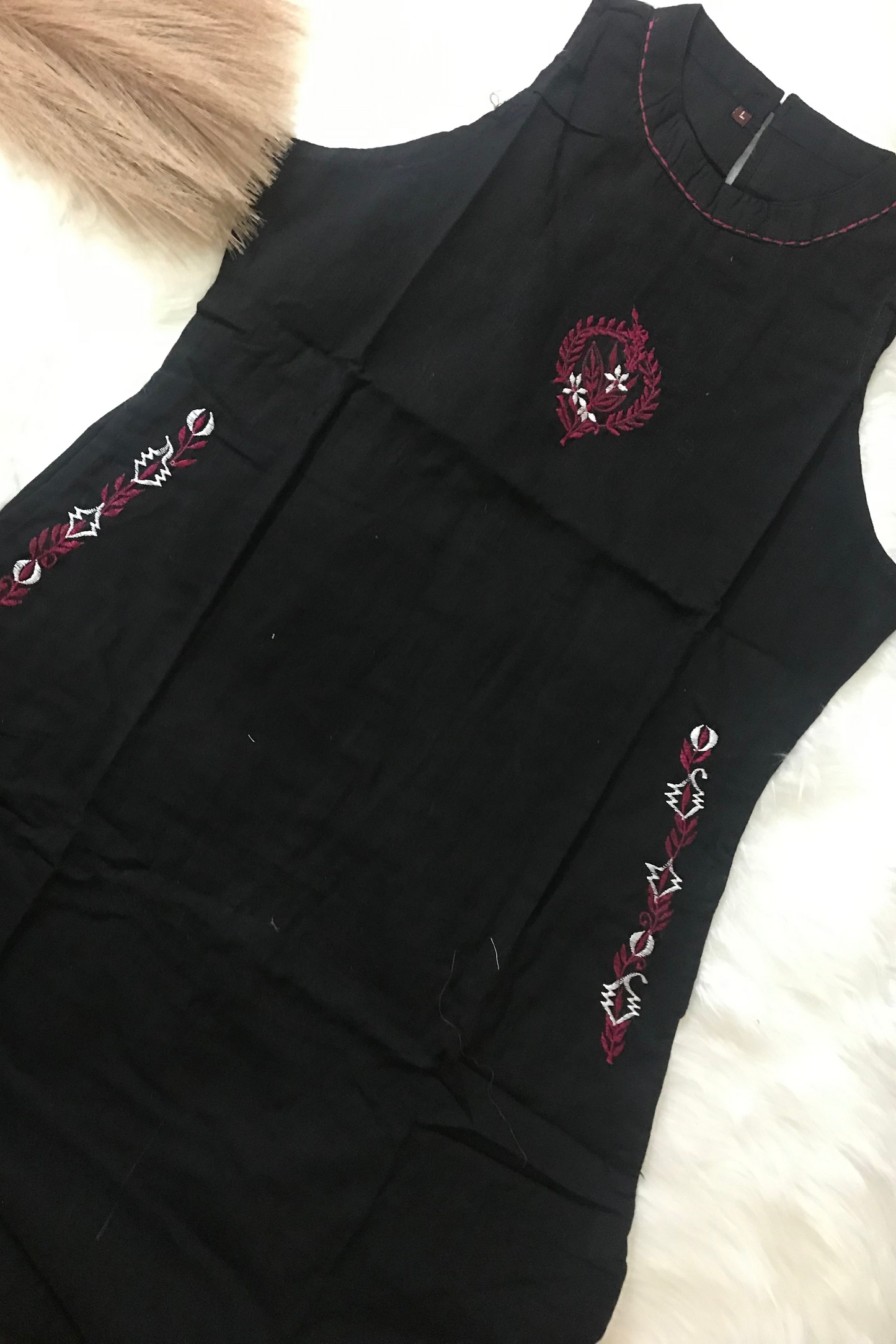 Black Thread Embroidery Kurti Set