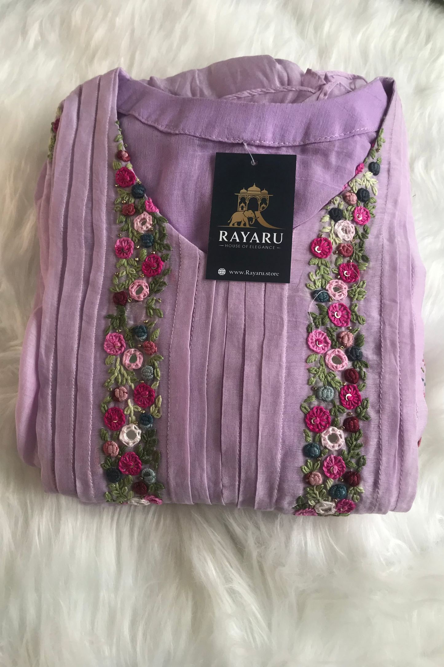 Lavender Mul Chanderi Kurti Set