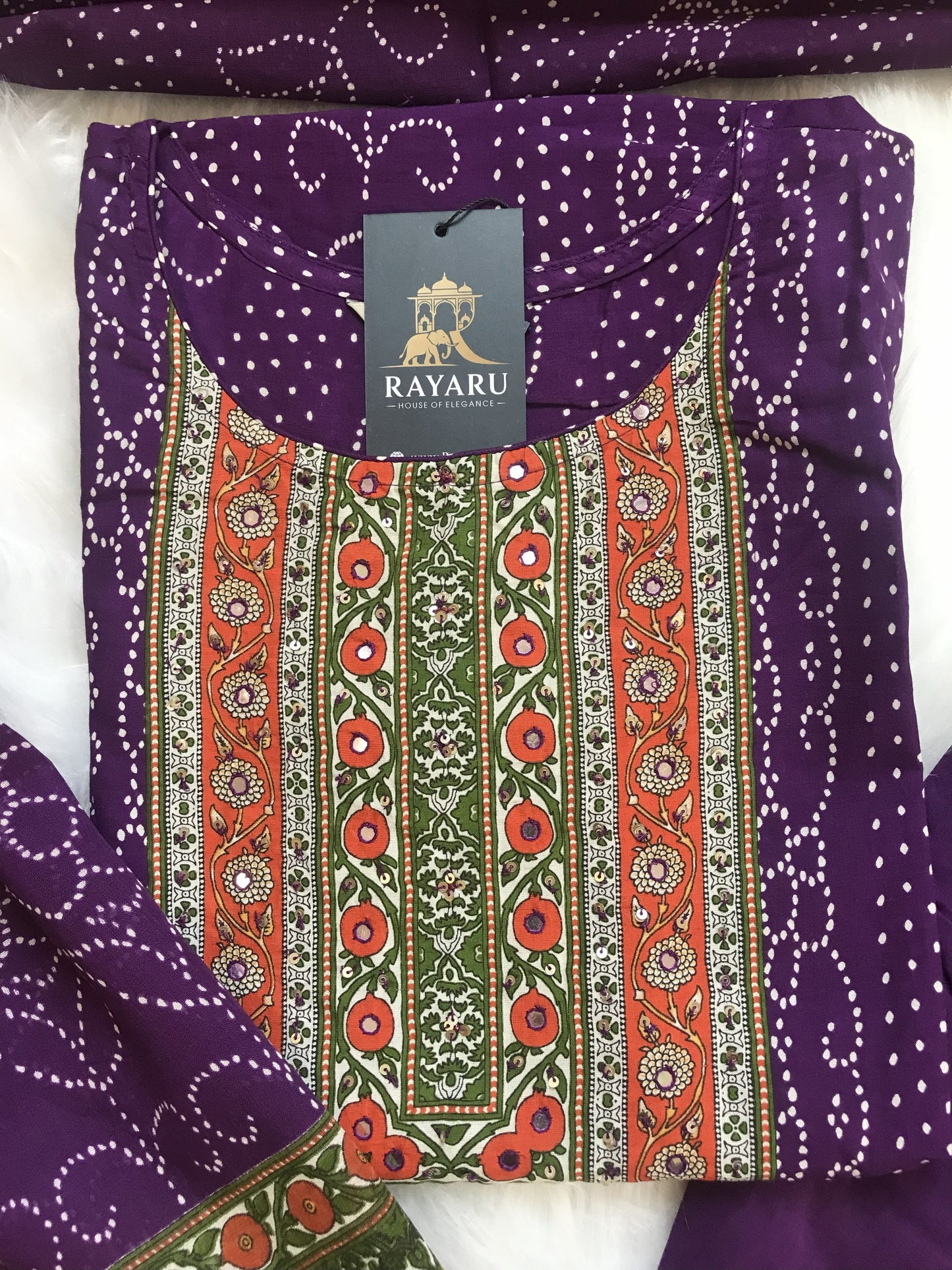 A stylish and breathable cotton purple kurti set
