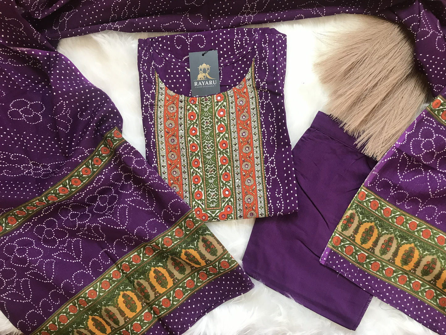 A stylish and breathable cotton purple kurti set
