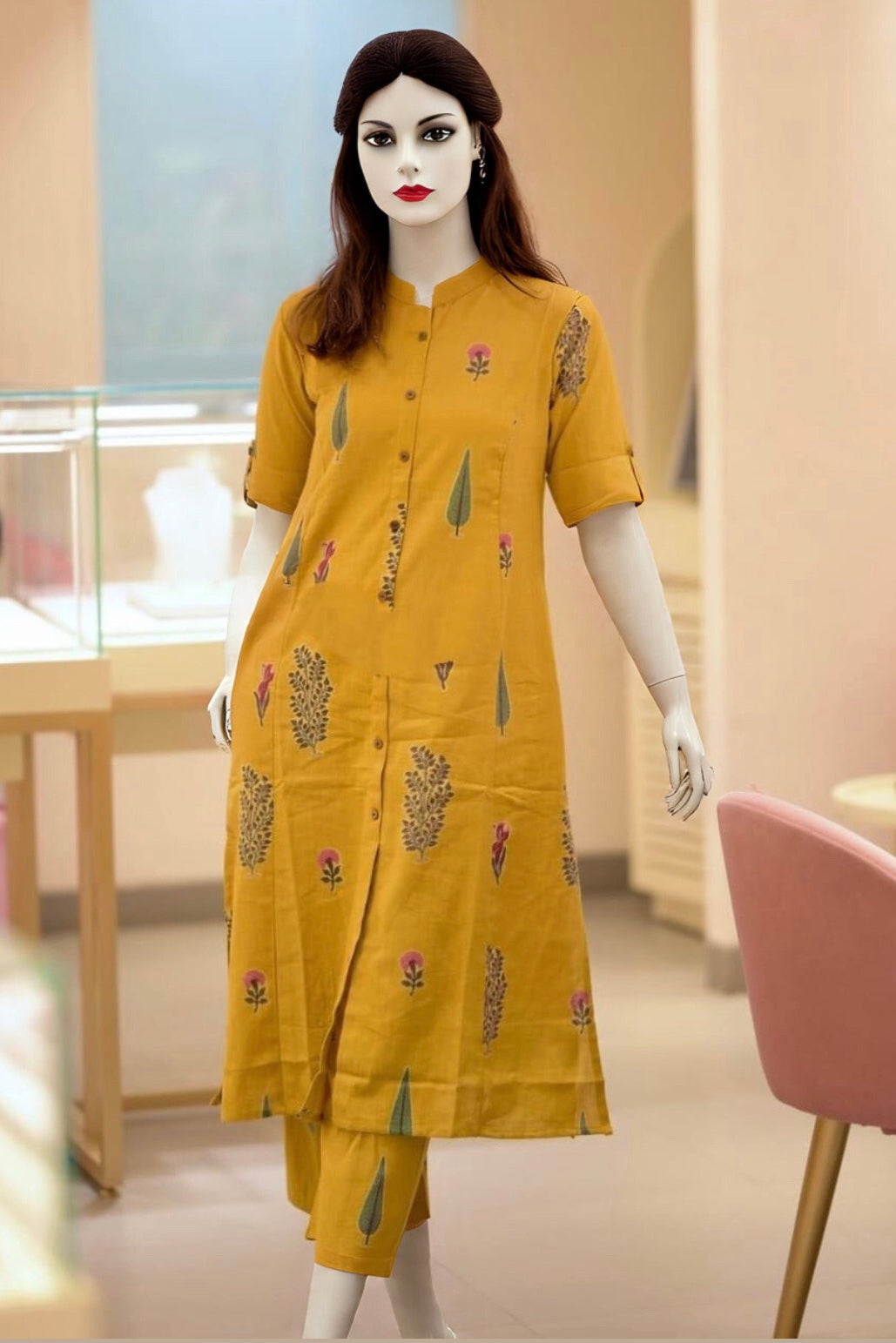 Simple Yellow Kurti Set