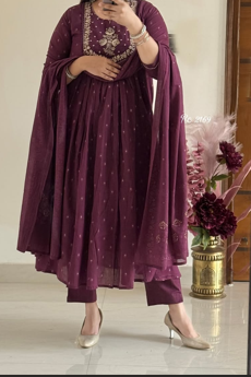 Wine Hues 3-Piece Ethnic Kurti Set