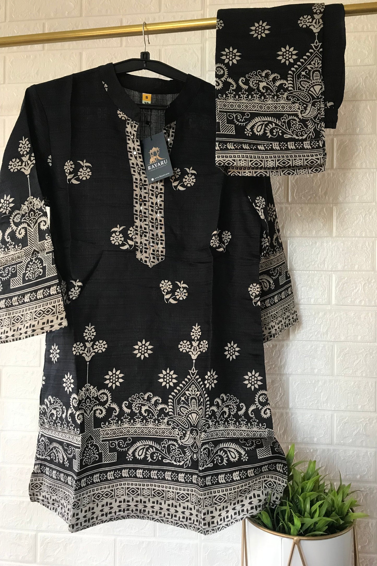 Black Pearl Silk Co-ord Set with Mirror & Sequin Work