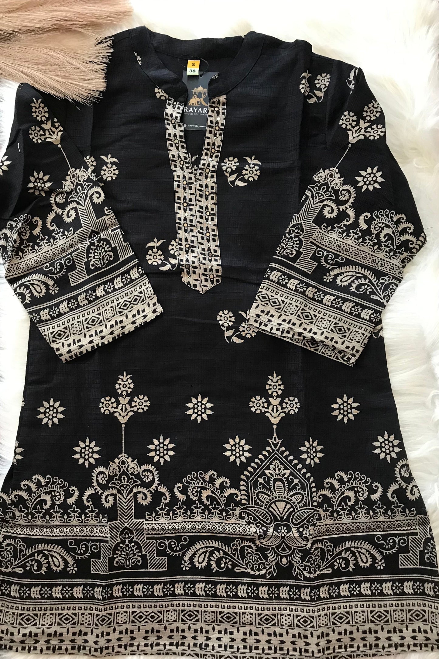 Black Pearl Silk Co-ord Set with Mirror & Sequin Work