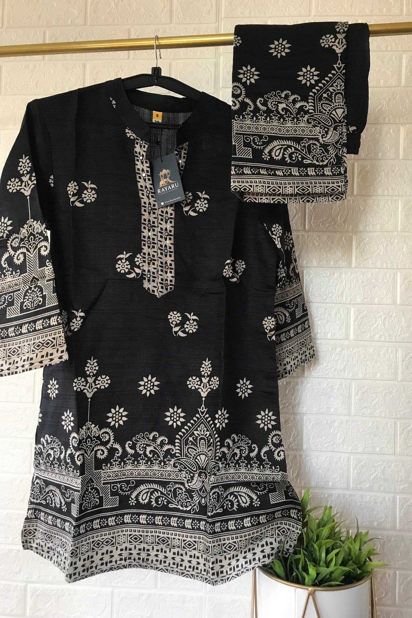 Black Pearl Silk Co-ord Set with Mirror & Sequin Work