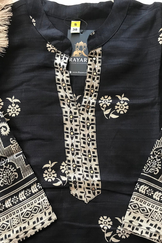 Black Pearl Silk Co-ord Set with Mirror & Sequin Work