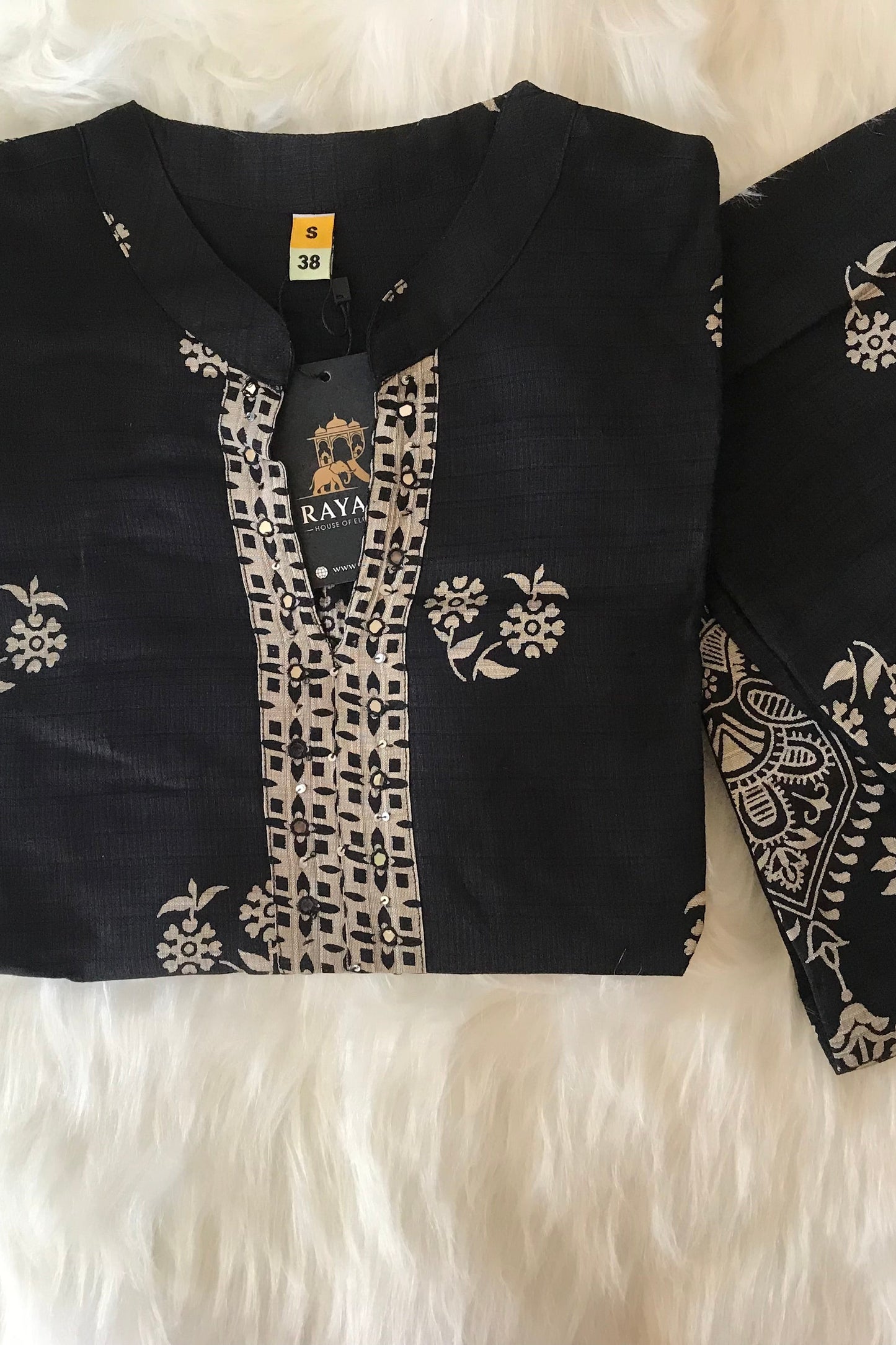 Black Pearl Silk Co-ord Set with Mirror & Sequin Work