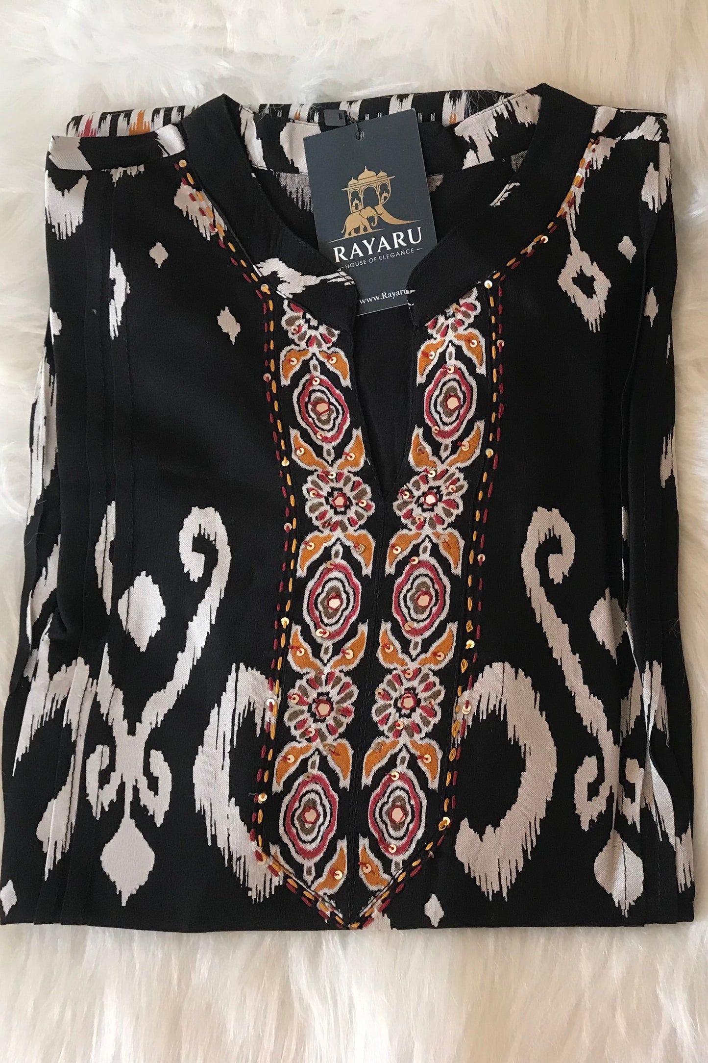 Premium Rayon Ikkat Print Kurti