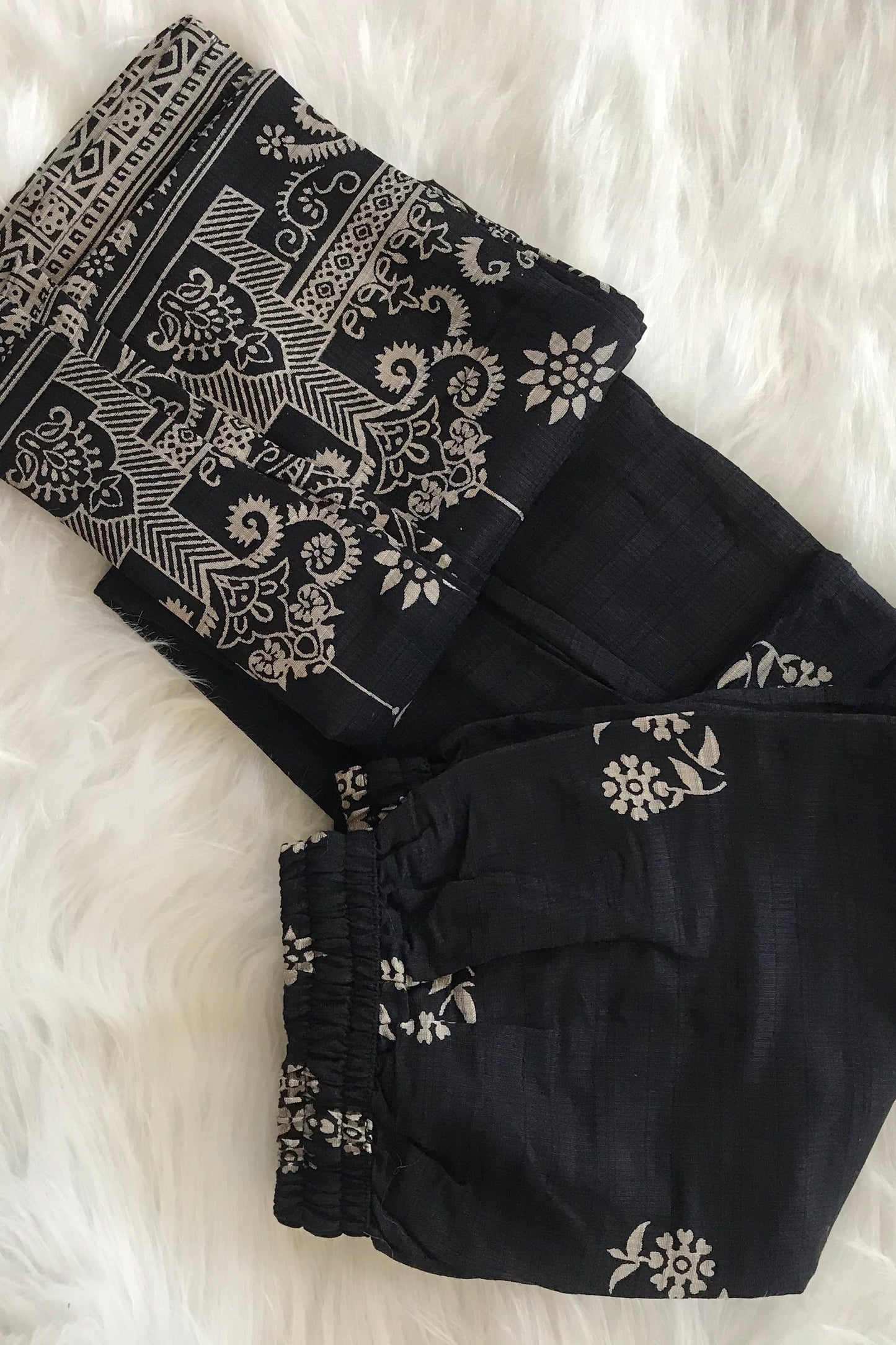 Black Pearl Silk Co-ord Set with Mirror & Sequin Work