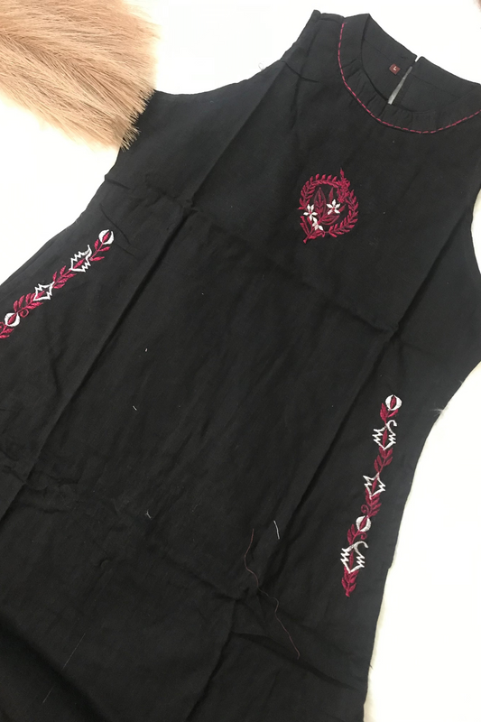 Black Thread Embroidery Kurti Set