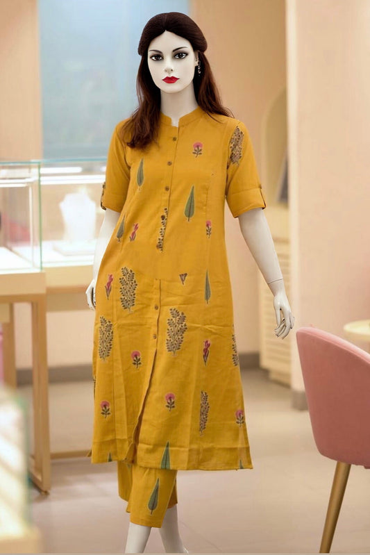 Simple Yellow Kurti Set